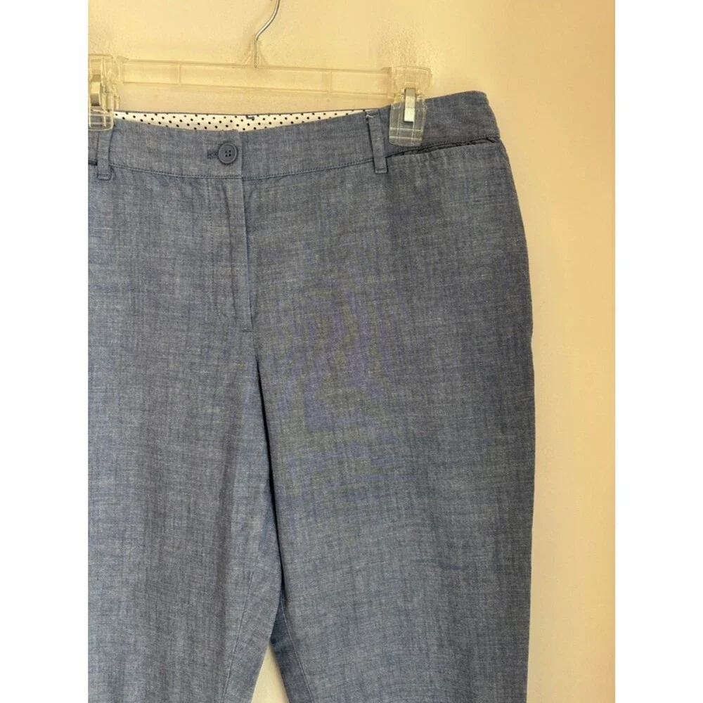 Talbots Women's perfect crop 100% cotton Blue Chambray Capri pants size 12P EUC